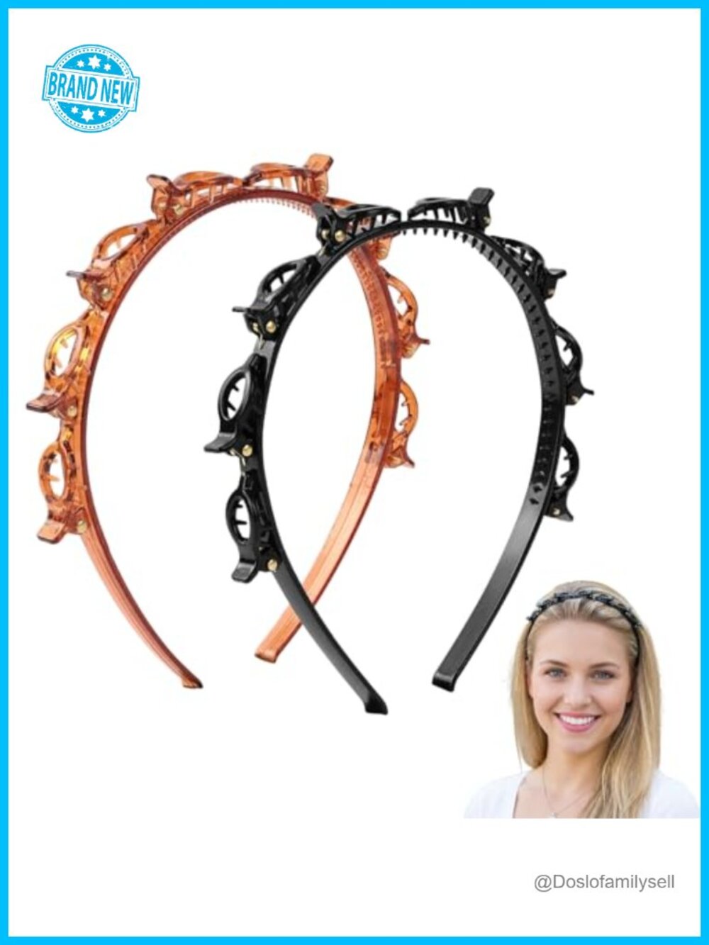 Double Layer Headband with Clips, Weave Bangs Hairpin with Teeth, Hair